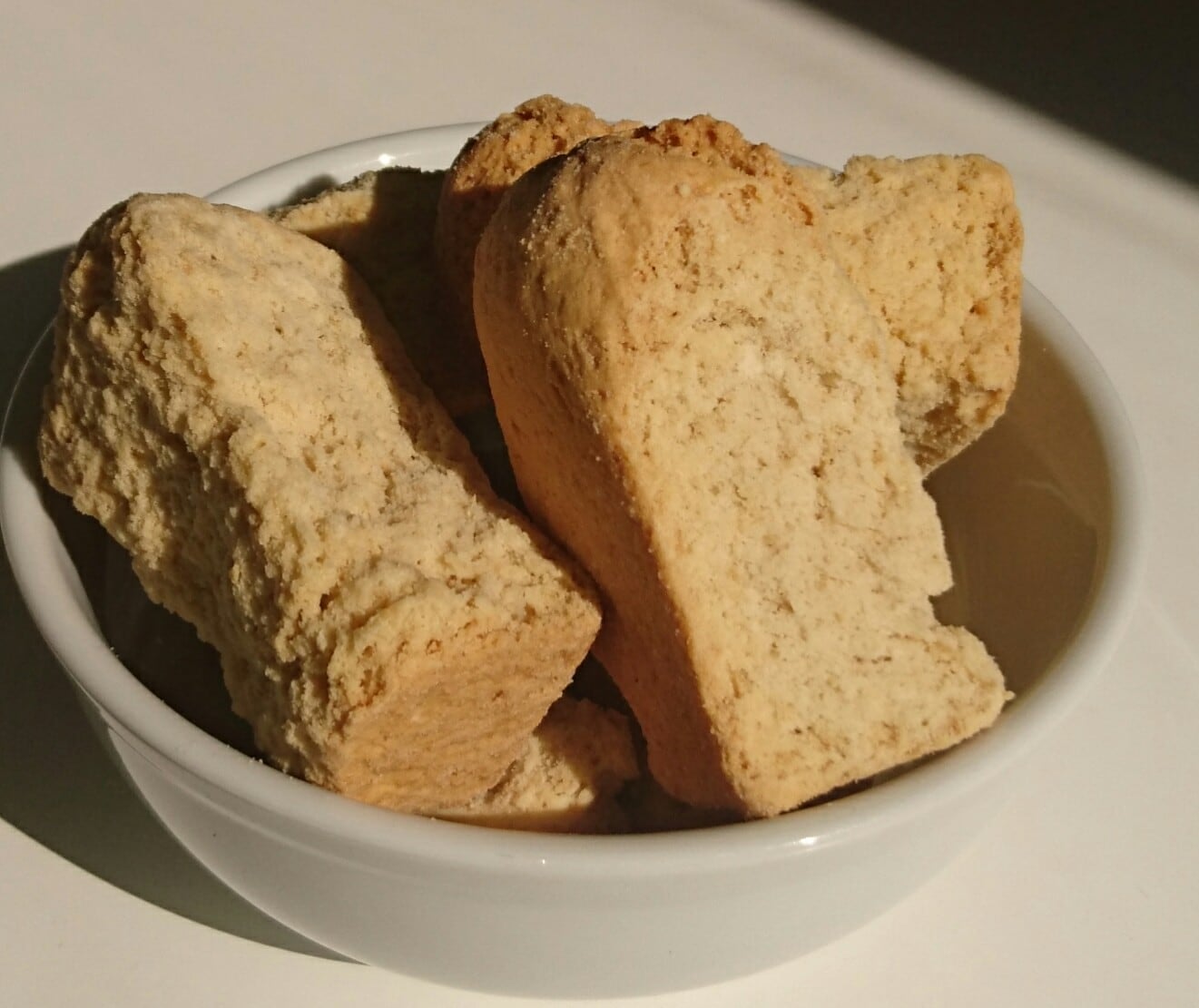 A bowl of chunky dried rusks, ready for dunking in coffee